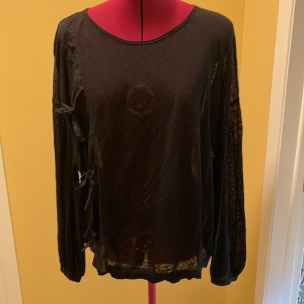 Stefanel Ribbon bow detailed Tshirt with long sleeves